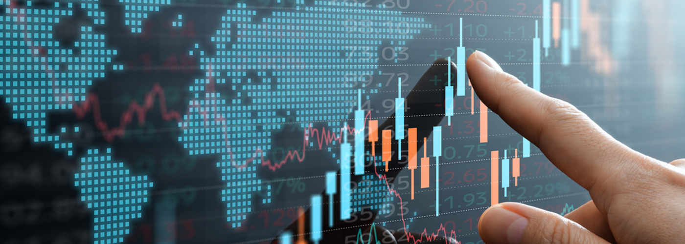 Stock market and world map