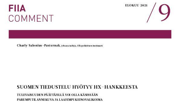 Suomen tiedustelu hyötyy HX-hankkeesta | FIIA