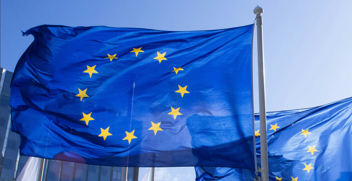 European Union flags.