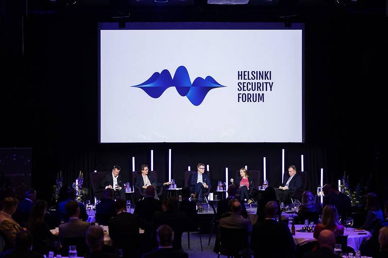 Helsinki Security Forum 2024, people discussing on stage.