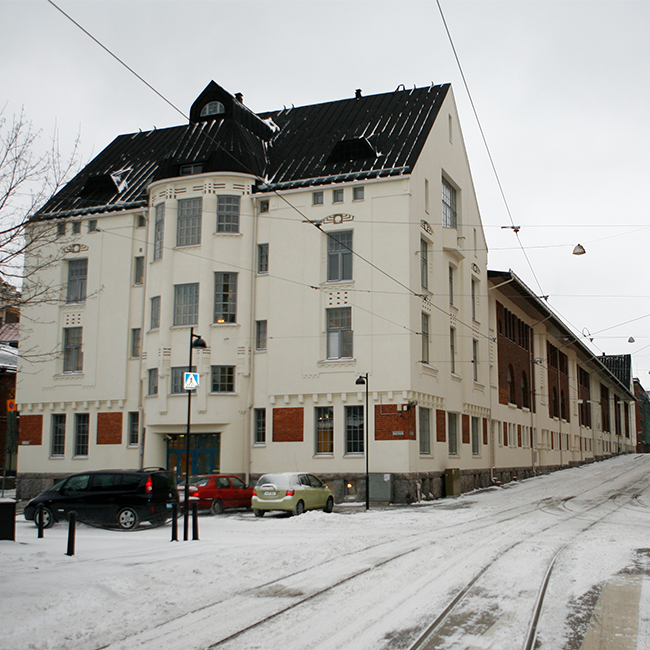 FIIA in 2008 at Katajanokka. White buiding.