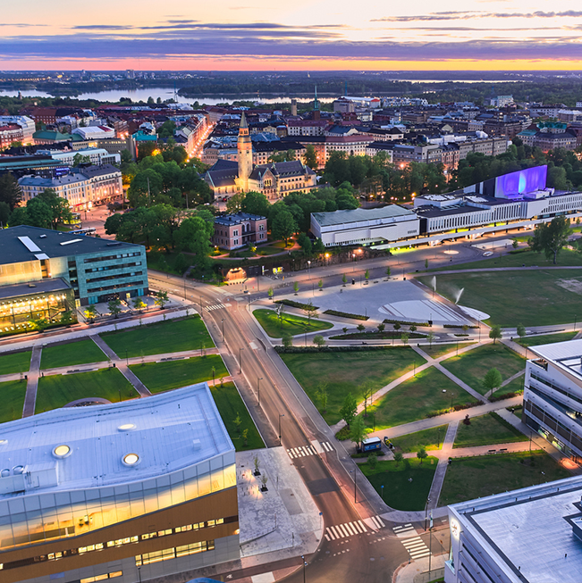 Helsinki city center from above.