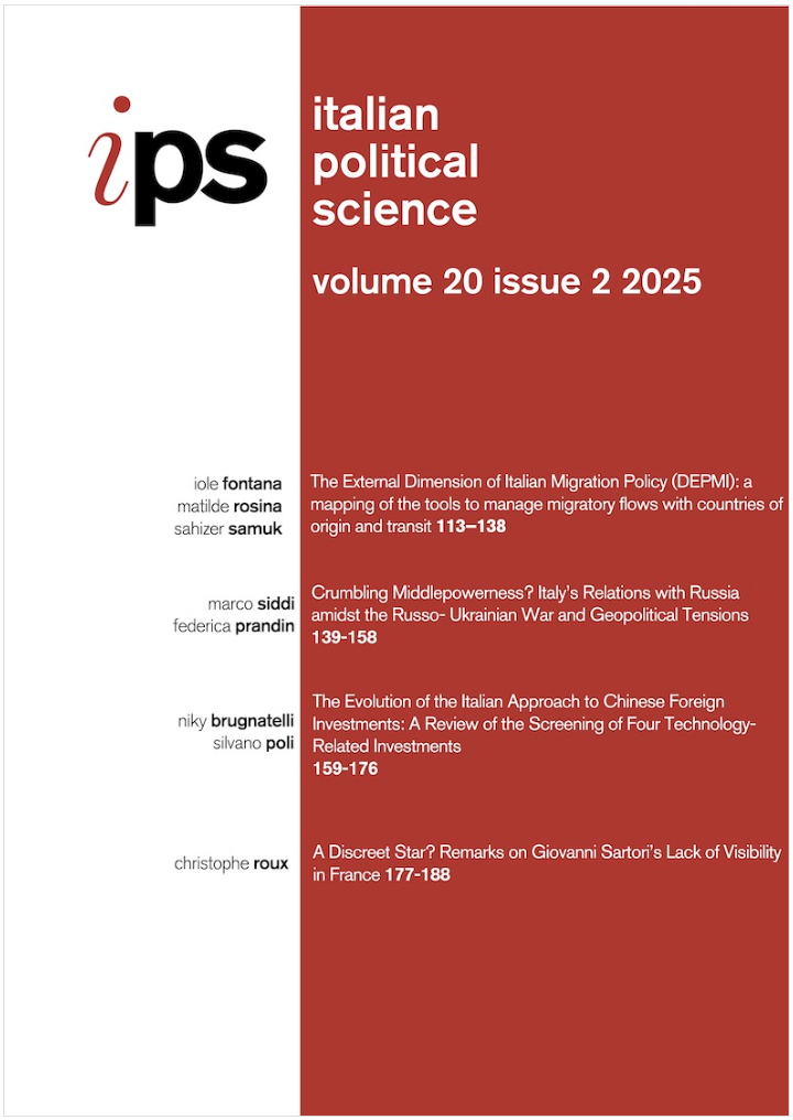 Cover of Italian Political Science.