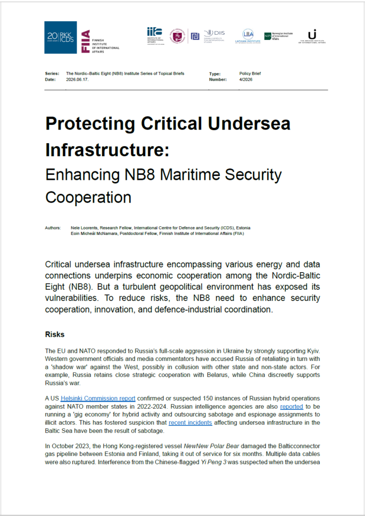 First page of the publication "Protecting critical infrastructure".
