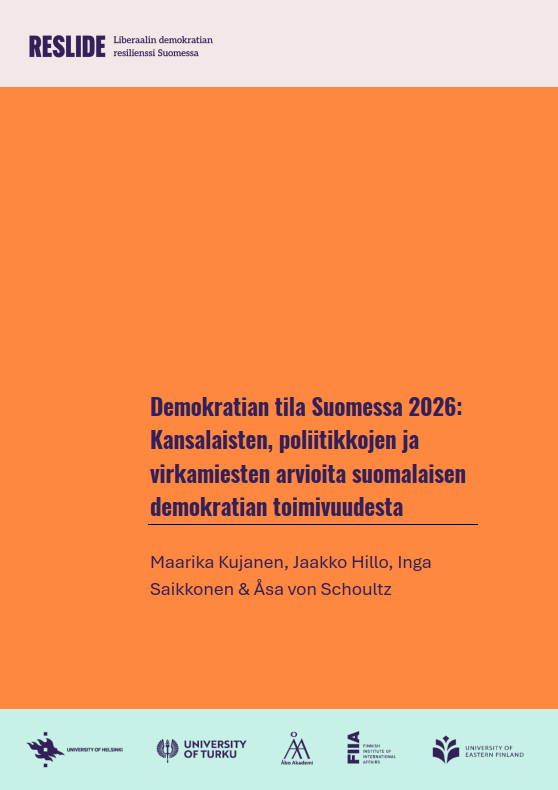 Demokratian tila Suomessa 2026 -julkaisun kansi.