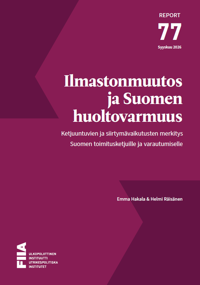 Ilmastonmuutos ja Suomen huoltovarmuus -julkaisun kansi.